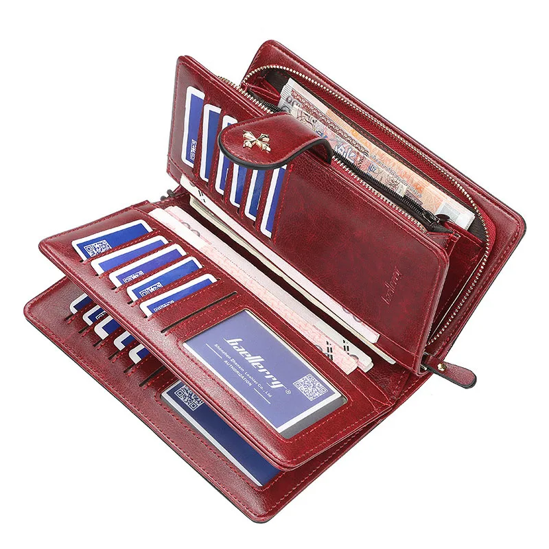 Модный выдалбливающий кожаный женский кошелек большой длинный клатч кошельки