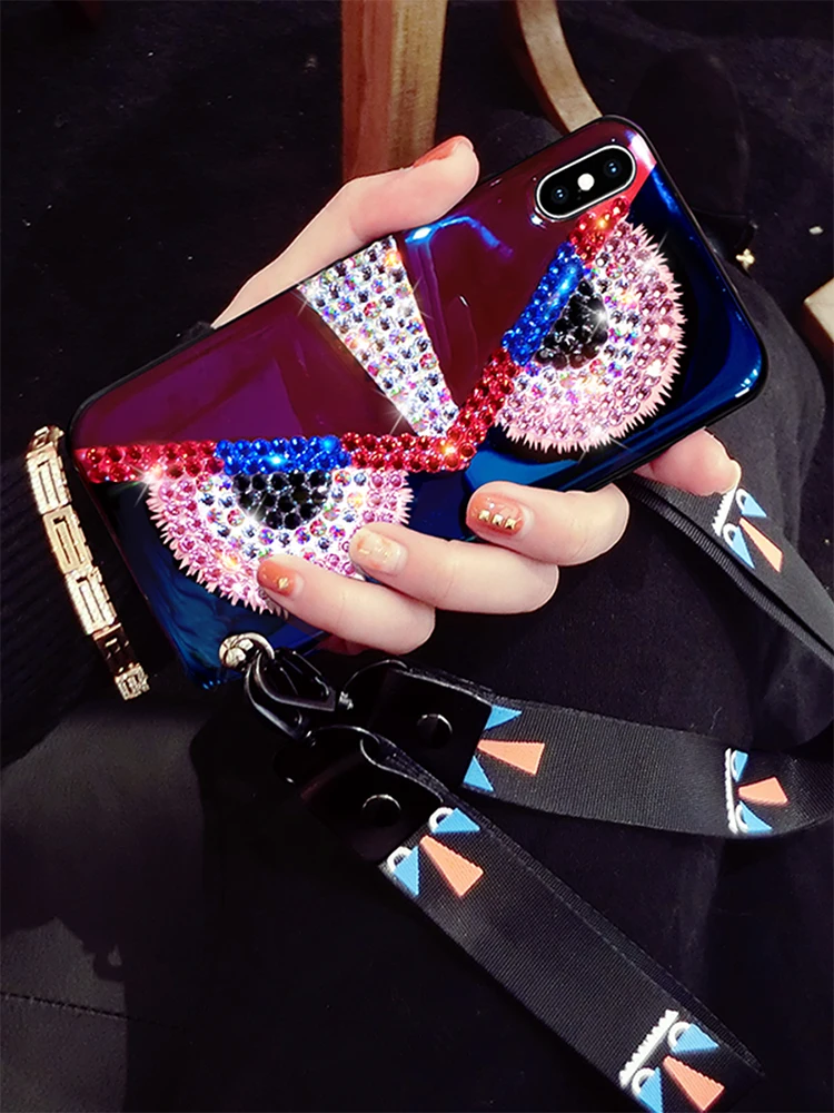 Роскошная цветная дрель для Iphonex 11 ручной оболочки оригинальный синий светильник