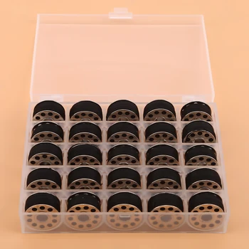 

25pcs Black and White Sewing Threads + Metal Bobbins Sewing Machine Spools for Home Handwork Accessoolsries Sewing