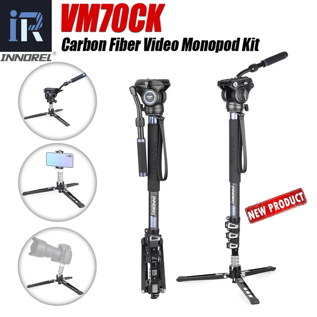 $US $87.31 VM70CK Carbon Fiber Video Monopod Kit with Professional Fluid Head Removable Tripod Base for DSLR T