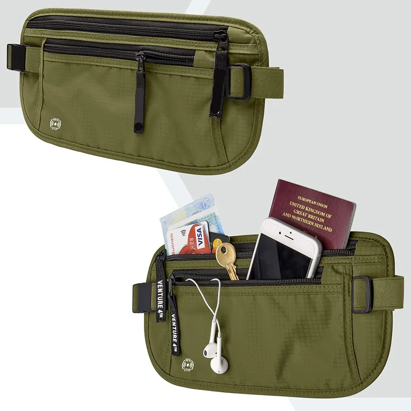 Настраиваемая Скрытая нейлоновая поясная сумка На открытом воздухе для документов, Мужская ts Закрытая поясная сумка для мужчин и женщин, для бега, путешествий, RFID, Противоугонный карман