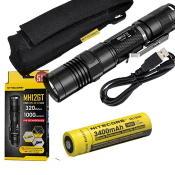

NITECORE 1000 Lm MH12GT XP-L HI V3 LED USB Rechargeable Flashlight Search Rescue Portable Torch with 3400mah Battery