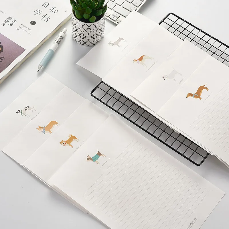 Dog Letter Envelope Set Kawaii Simple Creative Cute Cartoon Art Kraft Paper Romantic Invitation Message Card Stationery Gift