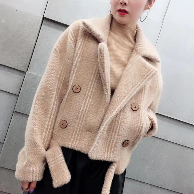 

Short Coat Women 2019 New Jacket Autumn Loose Coat Women Imitation Mink Cashmere Fashion Casual Jacket Female Outerwear AN267