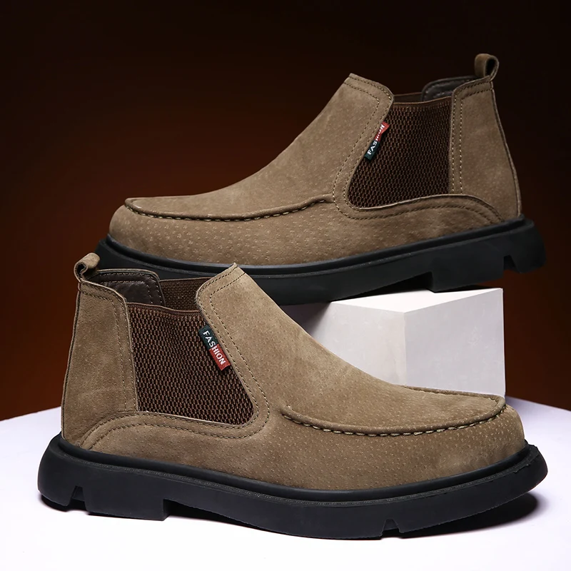 

Fashion Genuine Leather Men's Boots Spring Warm Winter Boots Men Quality Breathable Cowboy Boots Mens Shoes Botas Plus Size39-48