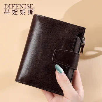 

HUGWISER Classic Men Short Wallet Genuine Leather Large Capacity Verticle Driver License Multi-Function Solid Simple Business