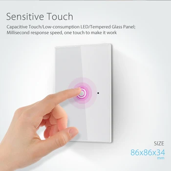 

NEO Coolcam Wifi Wall Light Switch One Gang WiFi Remote Smart Home Wall Touch Switch US