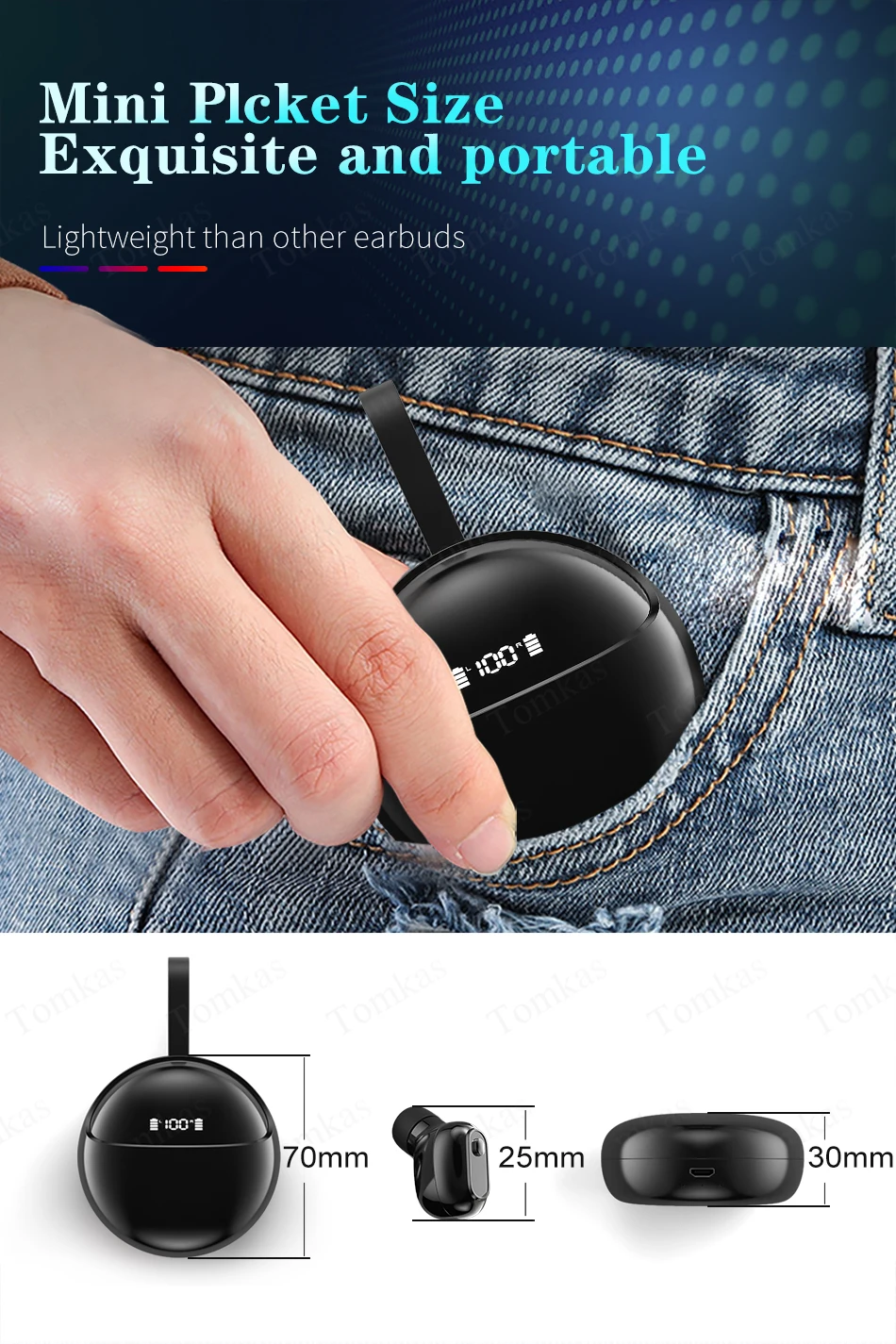Wireless Bluetooth Headphones TWS Wireless Earphones With Mic 360 Rotation Hifi Stereo Headset Bluetooth 5.0 Earphone For Phone  (15)