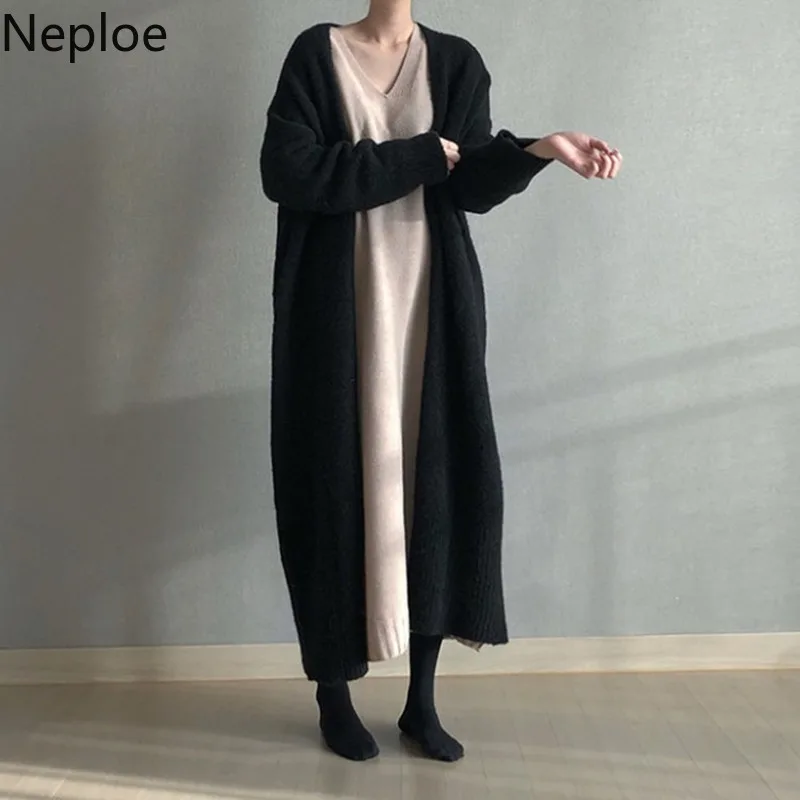 Neploe кардиганы осень зима новинка макси свитер Свободный Тонкий Crazy style Pull Femme толстое повседневное пальто с длинным рукавом 46552