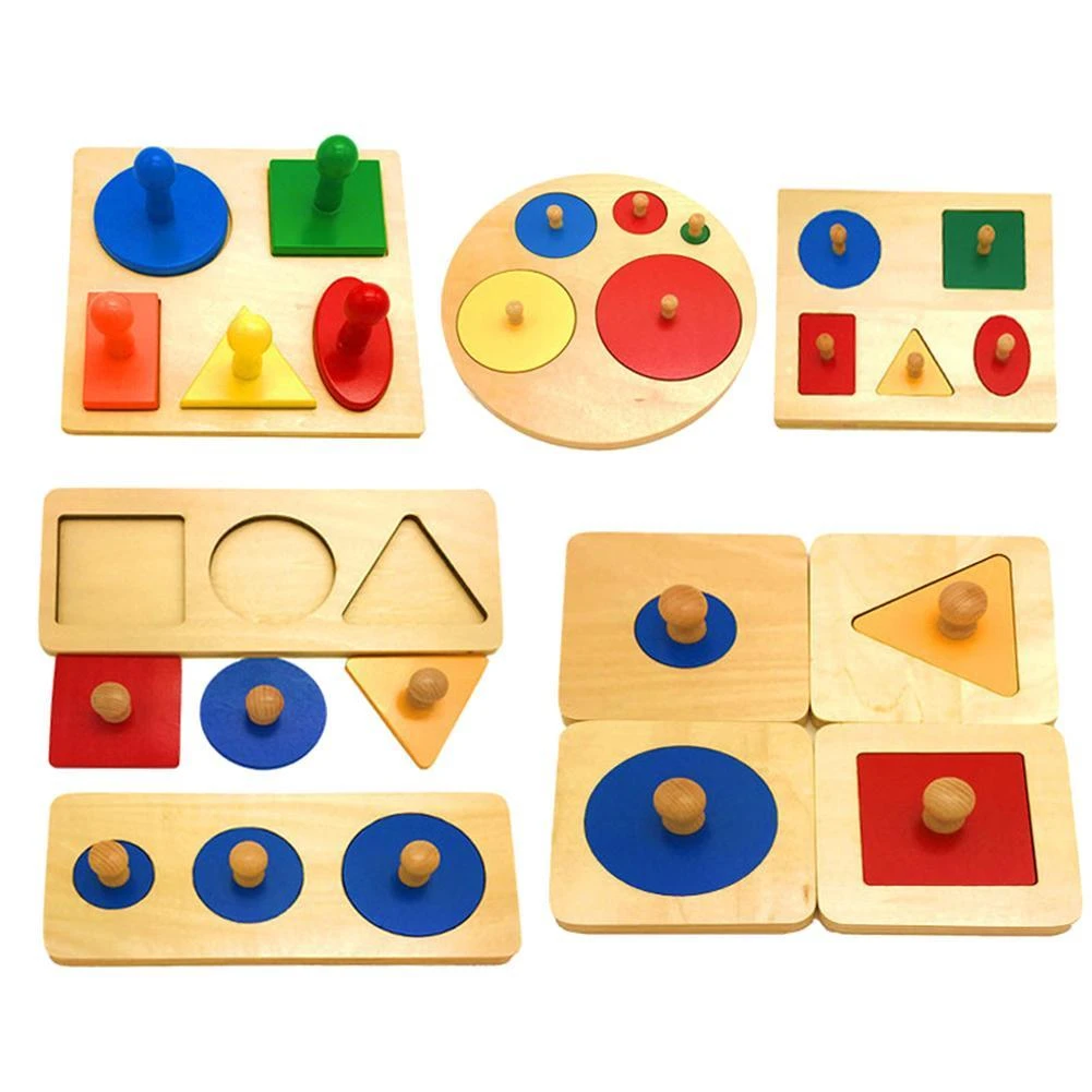 Montessori Wood Knob Puzzle Peg Board 