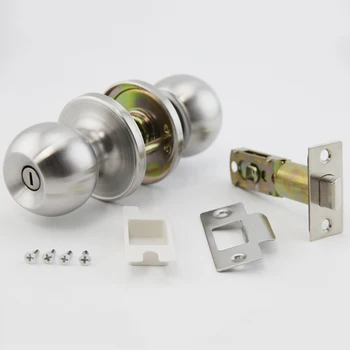 

10 pcs/set Rotation Round Door Knob Handle Stainless Steel Entrance Passage Lock With Kep Set