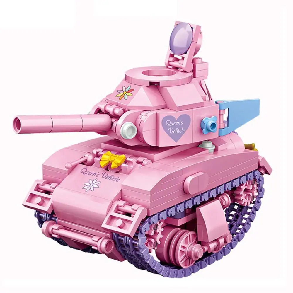 Лидер продаж lepining military ww2 немецкая розовая M4 Sherman средний танк автомобиль мини