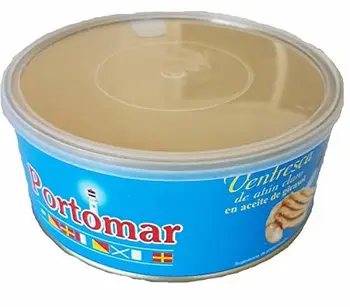 

Ventresca de thon pâle dans l'huile de tournesol Portomar RO-1000, 555 grammes égouttés