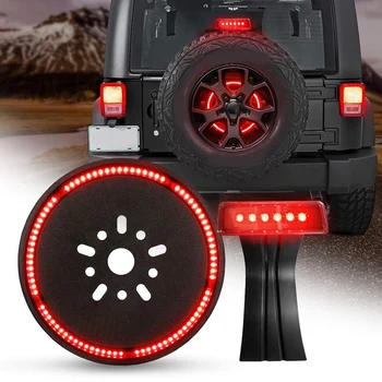 

LED 3Rd Third Brake Light+Spare Tire Brake Light Wheel Light for Jeep Wrangler JK Brake Tail Light Lamp Rear High Mount Stop Lig