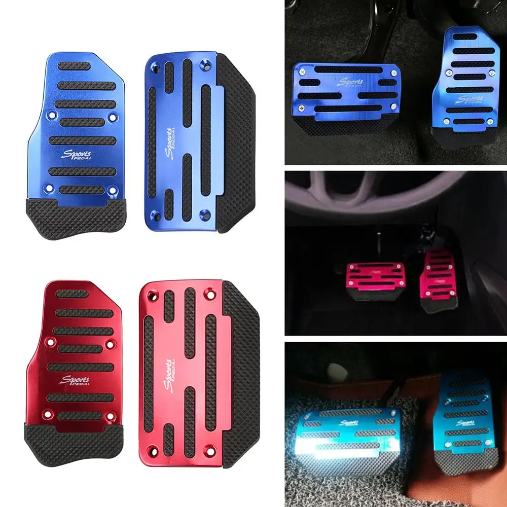 

2Pcs Automatic Transmission Car Pedal Manual Car Brake Clutches Accelerator Aluminum Alloy Antiskid Foot Treadle Non-slip Pad Co