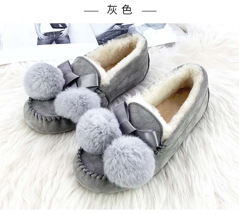 High Quality 100% Natural Fur Genuine Leather Women Flat Shoes New Fashion Women Moccasins Casual Loafers Plus Size Winter shoes