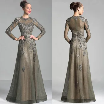 

Elegant 2020 Mother The Bride Dress A-Line With Long sleeves Cover Top Plus Size Bride Long Mother Dress For Wedding