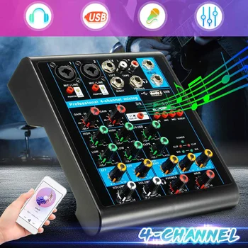 

4 Channels Audio Mixer USB bluetooth MP3 Live Studio DJ Sound Mixing Console Karaoke Computer Phantom Power For KTV Meeting 48V