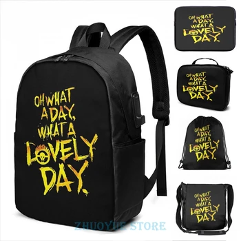 

Graphic print Mad Max Fury Road What A Lovely Day! USB Charge Backpack men School bags Women bag Travel laptop bag