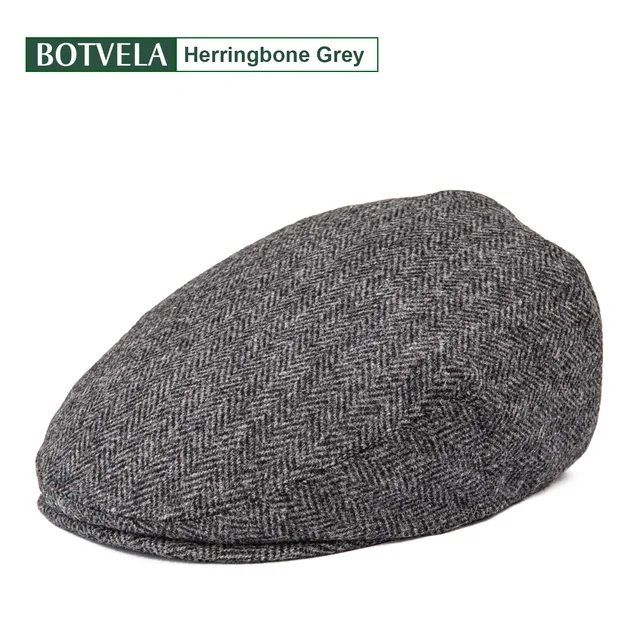 100% Wool Ivy Cap Herringbone Flat Caps 