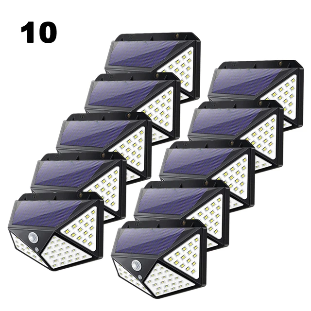Solar LED Lights Outdoor Garden 100 LED Motion Sensor Wall Lights IP65 Waterproof Lamp For Yard Exterior Wall Fence Patio 10 PACK