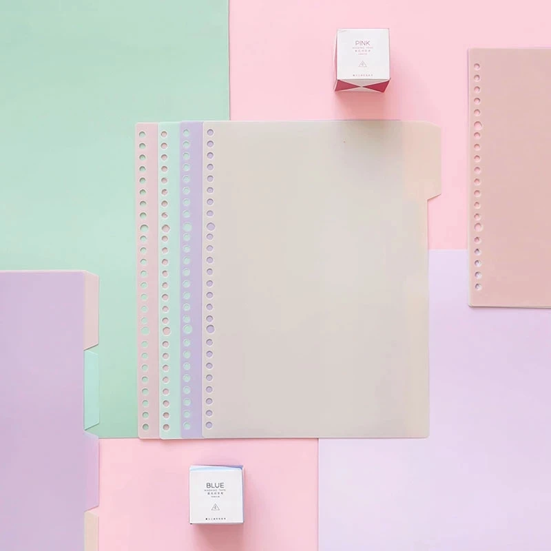 

4 Sheets A4 A5 B5 Notebook Page Binder Candy Color PP Loose-leaf Cover Index Divider Separator Notebook Accessory Stationery