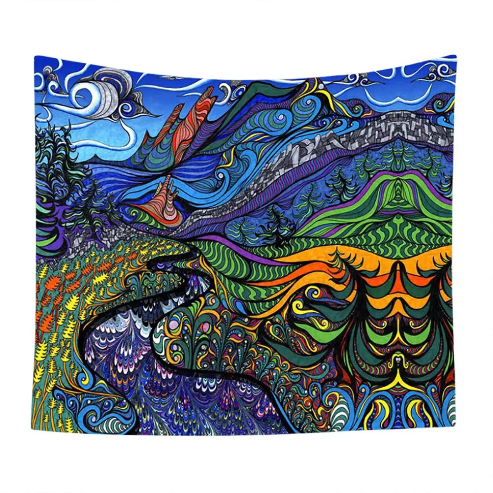 

Unusual Figure with Color and Form Details Hippie Retro Pattern for Bedroom Living Room Dorm