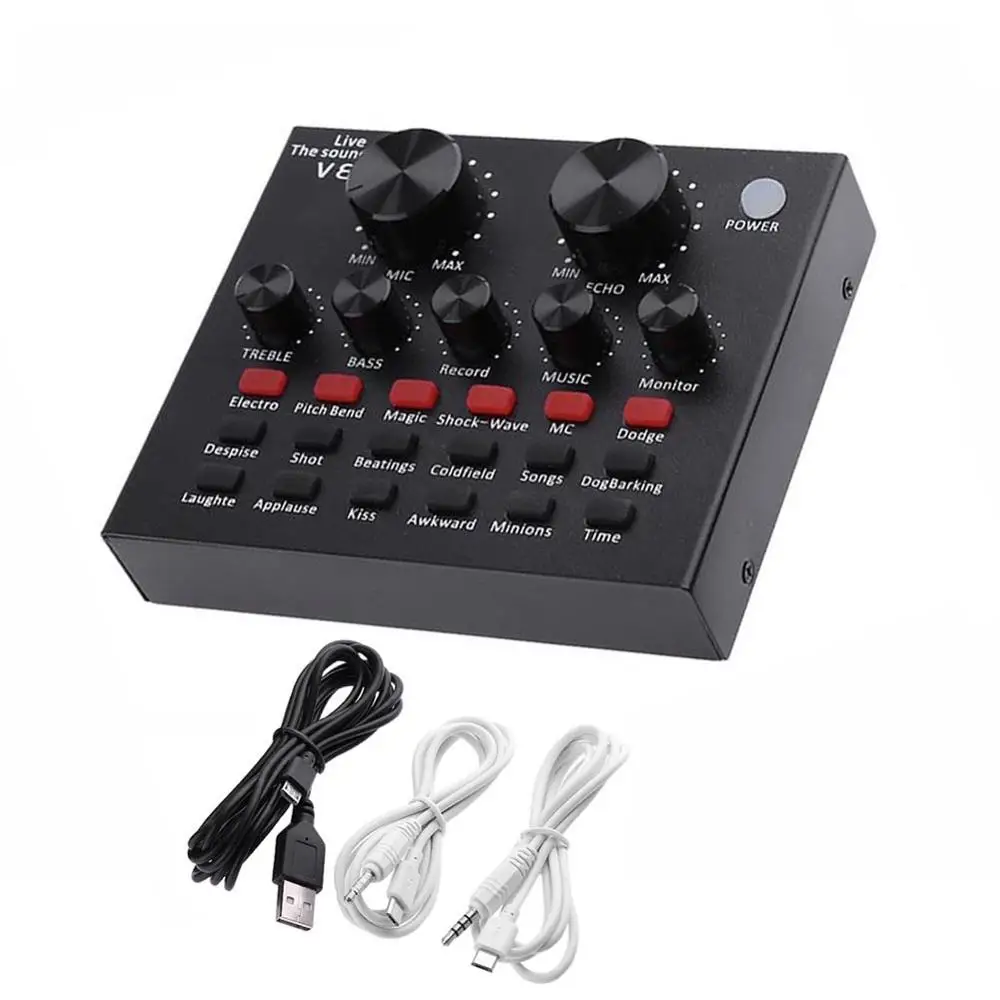 ALLOYSEED V8 аудио USB микрофон гарнитуры трансляция Live звуковая карта 112 виды Электрический звуковой трансляции для телефона компьютер PC аудиокарта звуковая карта внешняя звуковая карта