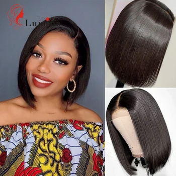 

4x4 Lace Closure Wig Short Bob Wig 180% Density Brazilian Virgin Hair Wig Pre Plucked Straight Human Hair Wig Natural Hairline