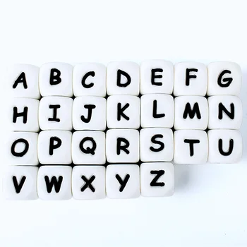 

100pcs Letter Silicone Beads 12mm Baby Teether Beads Chewing Alphabet Bead For Personalized Name DIY Teething