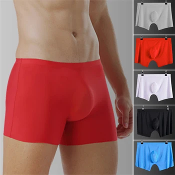 

New Arrival For 2019 Fashion Hot Sales Mens Traceless Ices Silk Underwear Boxer Shorts Ultra-thin Transparent Underpants hh88