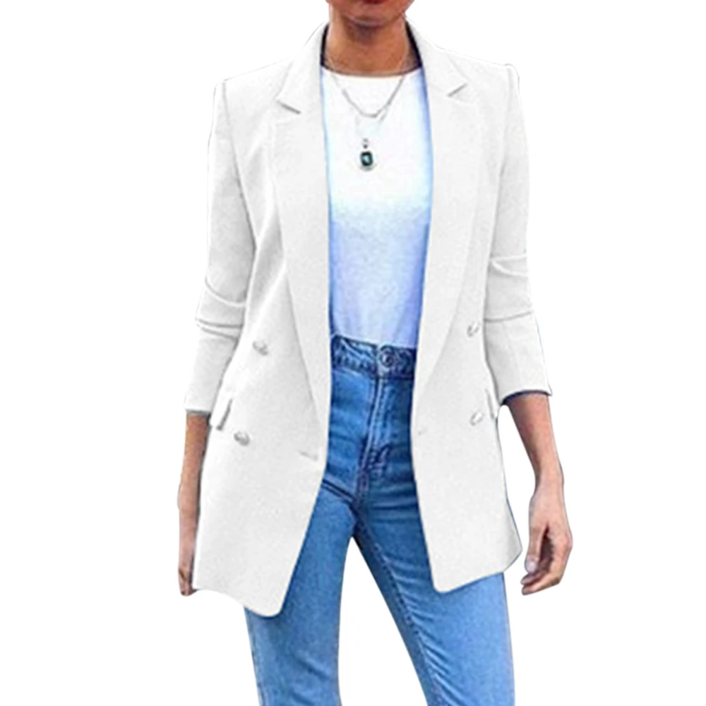 OEAK, весенне-осенние приталенные женские куртки с карманами, Офисная Рабочая куртка, пальто, элегантная деловая Женская куртка, chaquetas mujer invierno - Цвет: White B