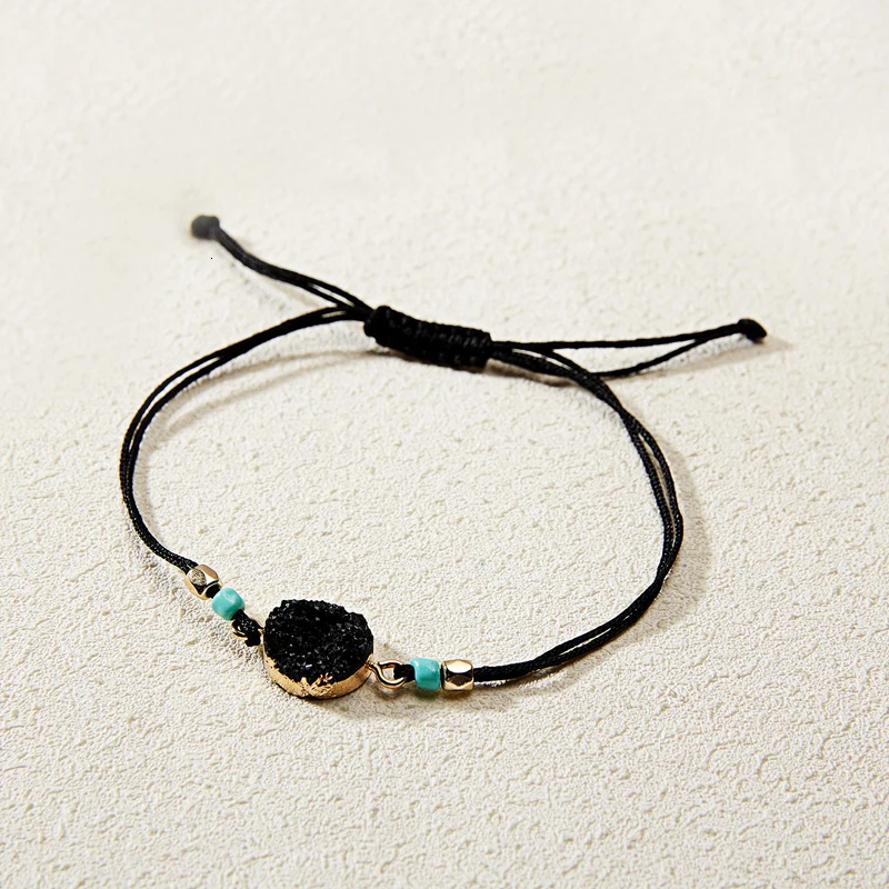 Модный натуральный цвет каменный браслет женский браслет ручной работы из бусин Простой браслет с камнем кулон Ювелирное Украшение - Окраска металла: 6