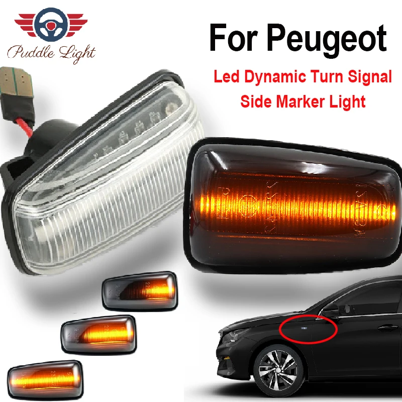 

2Pcs For Peugeot 106 36 406 806 EXPERT PARTNER Box Van LED Dynamic Turn Signal Side Marker Light Sequential Blinker Lamp For