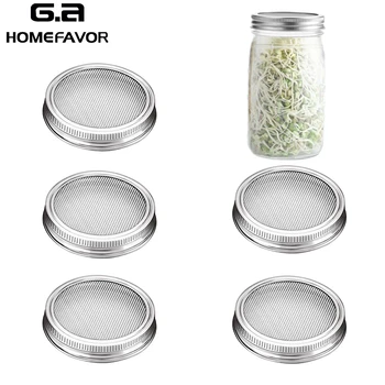 

Stainless Steel Sprouting Jar Lids Mesh Strainer Seed Germination Lid Kit For Wide Mouth Mason Jar Sprout Growing Home Supplies