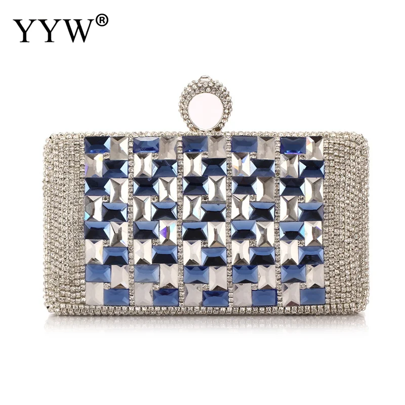 

Rhinestone Women Noble Clutch Crystal Beaded Evening Bag Wedding Clutch Purse Pochette Femme Finger Ring Diamond Luxury Handbag