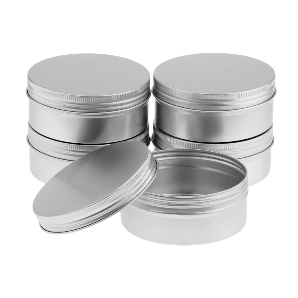 8.8oz Aluminum Tins Container Screw Lid Cosmetic Storage Jars Cans Pot 5pcs
