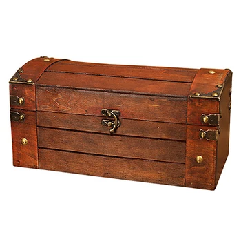 

Retro Treasure Chest with Lock Vintage Wooden Storage Box Antique Style Jewelry Organizer for Wardrobe Jewelry Box Trinket Box B