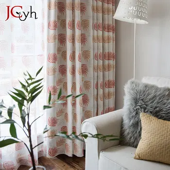 

Pastoral Style Maple Leaf Curtains For Living Room Window Treatments Orange Cotton Bedroom Curtain Cortinas Rideaux Gordijnen