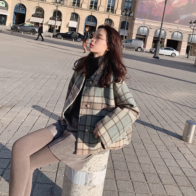 Greatest  MISHOW 2019 Autumn Winter Plaid Woolen Coat Women Thick Causal Lapel Straight Single-breasted Short