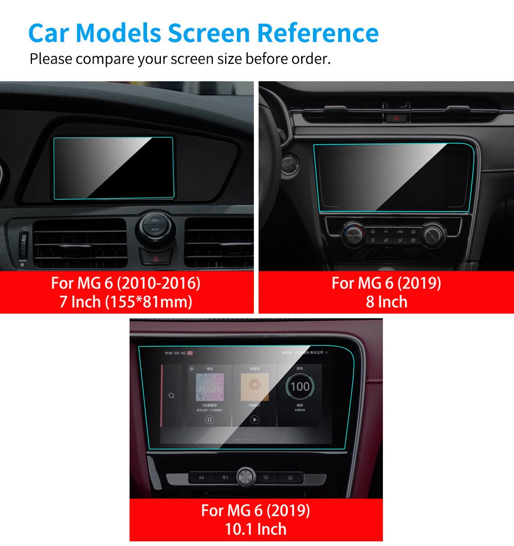 Car Screen Protector for MG 6 MG6 Interior 2010- Car GPS Navigation Tempered Glass Screen Protective Film Auto Accessories