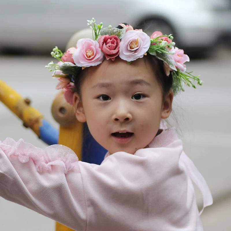 Camellia Flower Crown Festival Headband Women Hair Accessories Headdress Girl Floral Garland Wedding girls hair flower hairpiece flapper headband