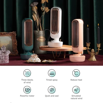 

Portable Retro Bladeless Fan Summer Cooling Fan USB Air Conditioner Spray Humidification Desktop For Home Office Fashion New Fan