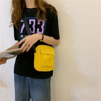 

NEW Original Design Korean Mini Small Shoulder Bag Summer Fashion Ins Net Red Canvas Bag Simple Wild Jumpy Bag Mobile Phone Bag