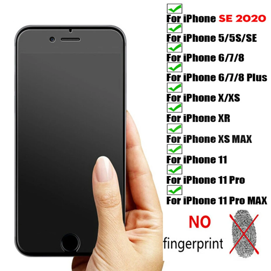 Pellicola Salvaschermo Senza Impronte Digitali Per Iphone 8 7 6S X Xr Xs Max Vetro Temperato Opaco Su Iphone 11 Pro 7 Plus 5S Se Pellicola Protettiva