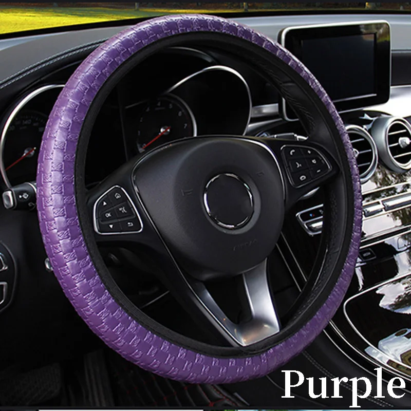 purple 37-38 см для Jeep Renegade Volkswagen VW Passat B6 B8 B7 CC Polo Lada Granta Vesta автомобильный чехол на руль аксессуары для интерьера - Название цвета: purple