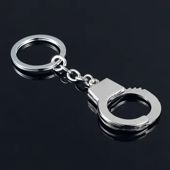 

Fashion Creative Men Metal Handcuffs Shape Chain Keychain Keyring Key Ring Jewelry Gift keyfob Mini size