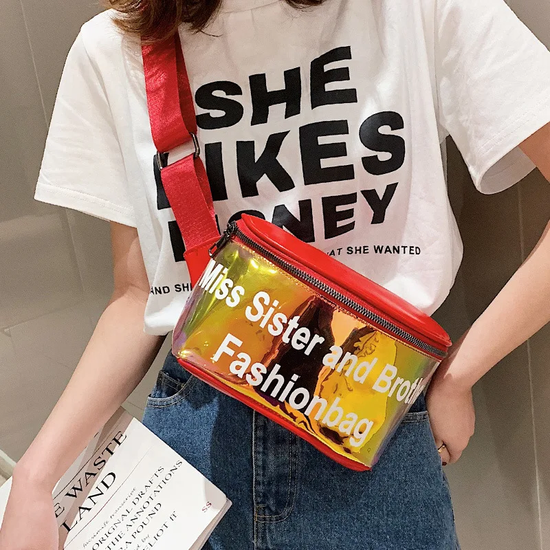 

2019 New Style WOMEN'S Bag Fashion INS Versitile Fashion Online Celebrity Bag Wallet Sports Shoulder Bag Laser Chest Bag Women's