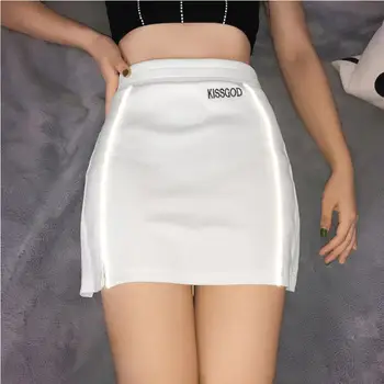

Sexy Slim Letter Embroidered Reflective High Waist skirt