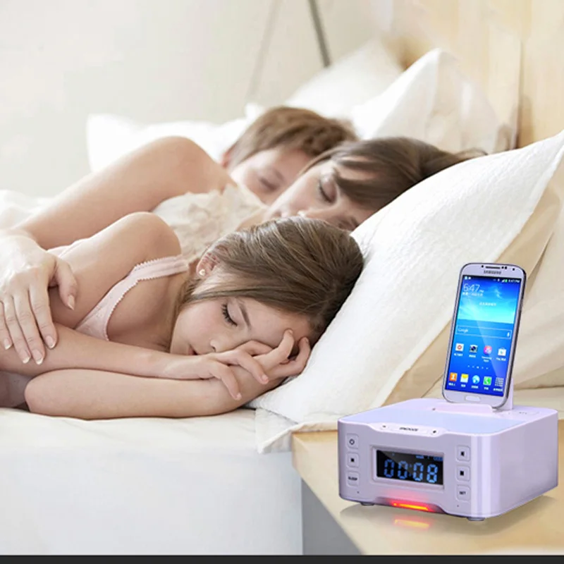 Bluetooth USB зарядная док-станция динамик с расширенным NFC FM радио Будильник для Iphone 6 7 8 X для samsung huawei Xiaomi
